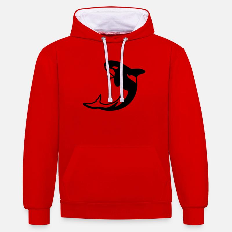 Orca - Killerwal - Sweat à capuche contrasté - rouge/blanc