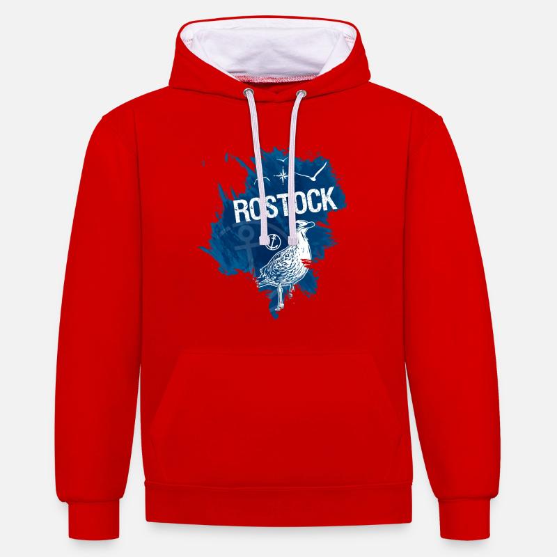 Rostock Baltic Seagulls bleu blanc - Sweat à capuche contrasté - rouge/blanc