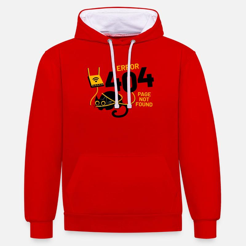Error 404 Page Not Found - Contrast hoodie - red/white