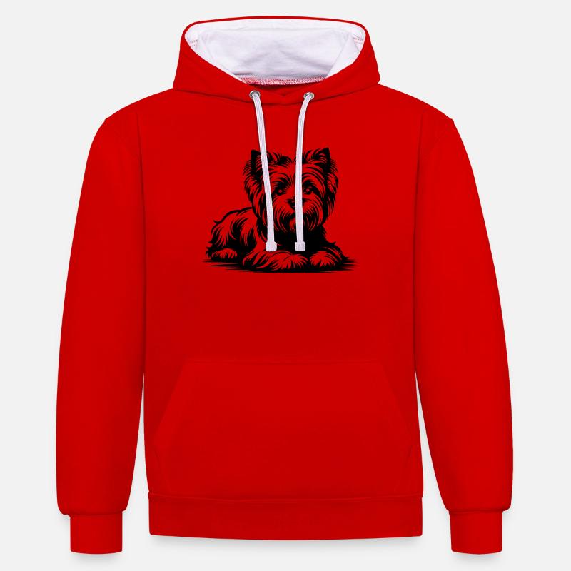 Terrier des Highlands de l’Ouest - Sweat à capuche contrasté - rouge/blanc