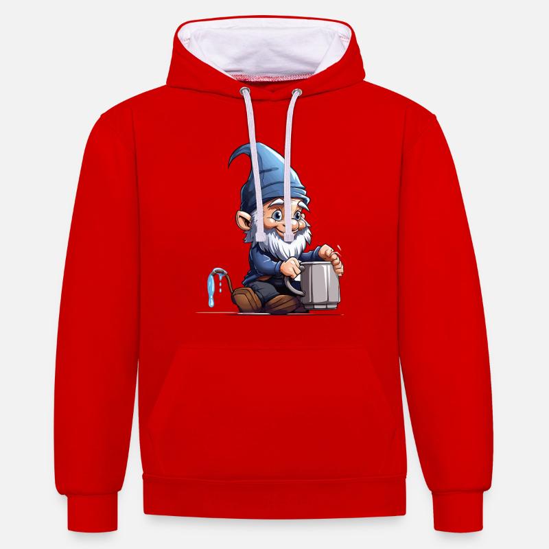 GnomePotterBlue - Sweat à capuche contrasté - rouge/blanc