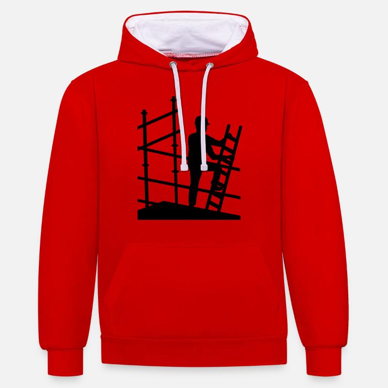 Gerüstbauer - Kontrast-Hoodie - Rot/Weiß