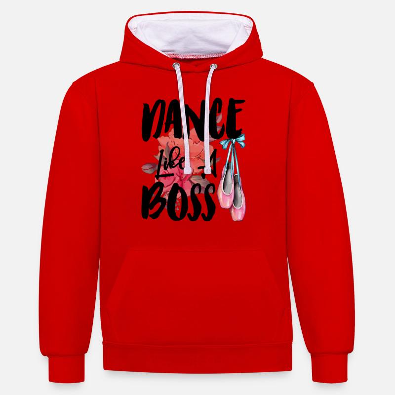 Danser comme un patron - Sweat à capuche contrasté - rouge/blanc
