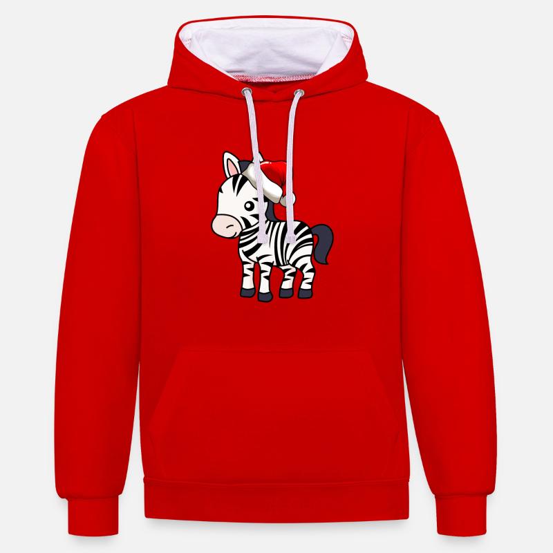 Zebra Comic Christmas - Contrast hoodie - red/white