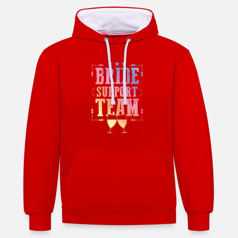 Épouse de l’équipe - Sweat à capuche contrasté - rouge/blanc