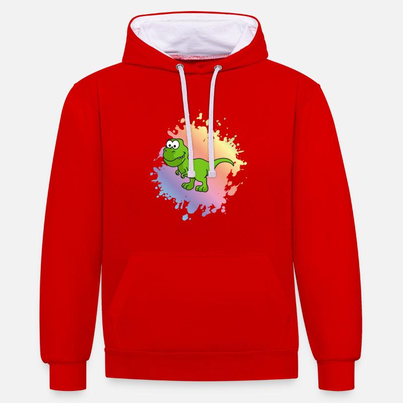 Dinosaur T-Rex Comic - Contrast hoodie - red/white