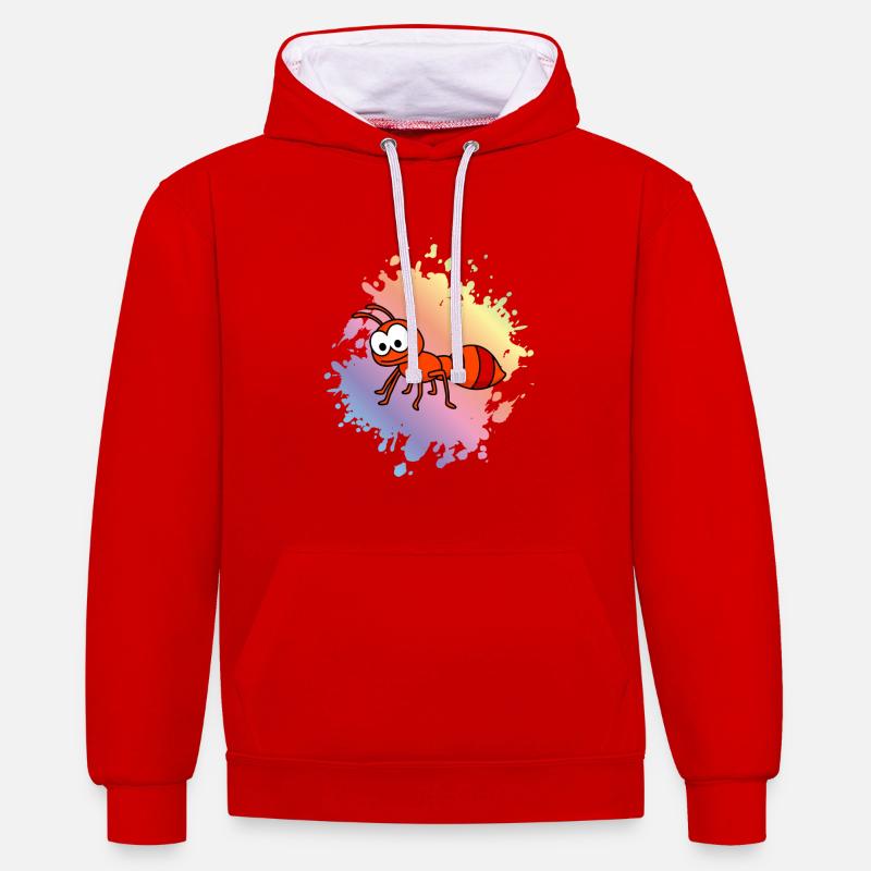 Fourmi Comic Animal - Sweat à capuche contrasté - rouge/blanc