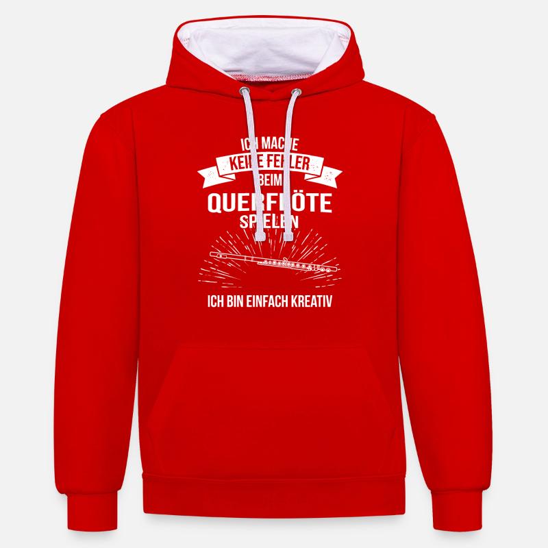 Querflöte Querflötenspieler Querflötist - Kontrast-Hoodie - Rot/Weiß
