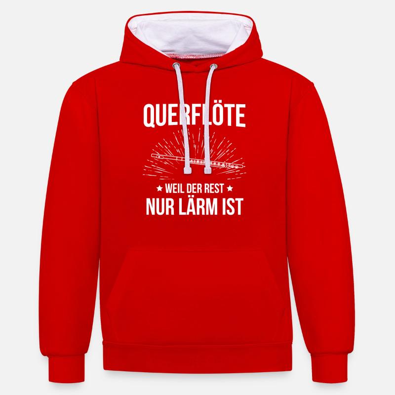Querflöte Querflötenspieler Querflötist - Kontrast-Hoodie - Rot/Weiß