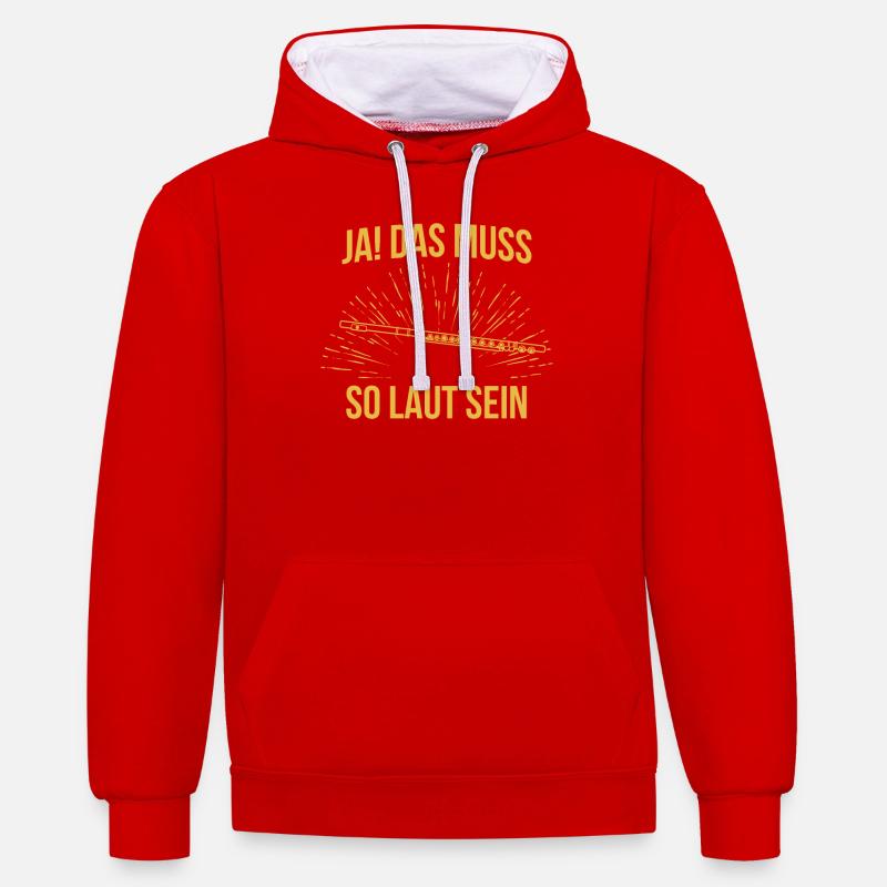 Querflöte Querflötenspieler Querflötist - Kontrast-Hoodie - Rot/Weiß
