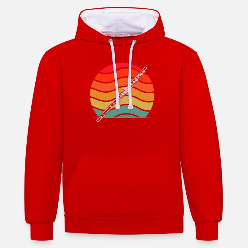 Querflöte Querflötenspieler Querflötist - Kontrast-Hoodie - Rot/Weiß