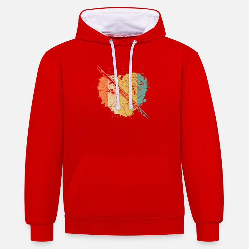 Querflöte Querflötenspieler Querflötist - Kontrast-Hoodie - Rot/Weiß