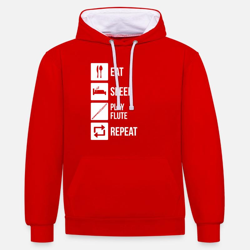 Querflöte Querflötenspieler Querflötist - Kontrast-Hoodie - Rot/Weiß