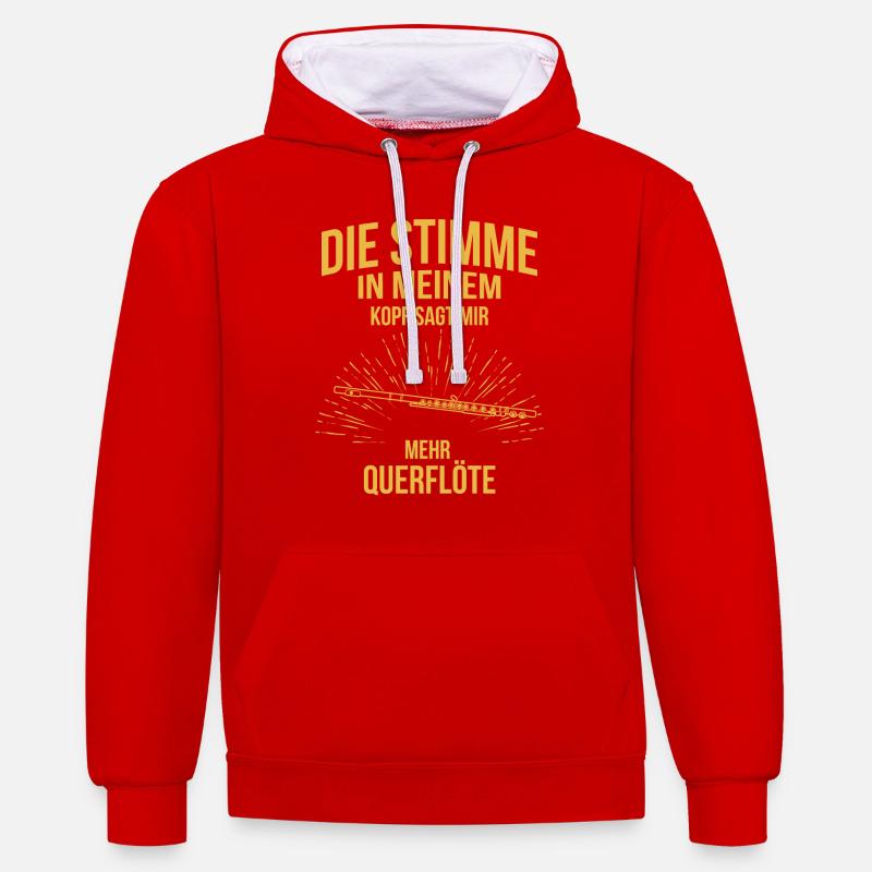 Querflöte Querflötenspieler Querflötist - Kontrast-Hoodie - Rot/Weiß
