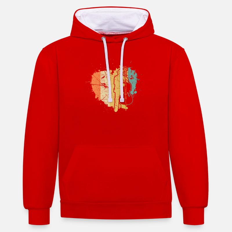 Contrebasse Contrebassiste Contrebassiste - Sweat à capuche contrasté - rouge/blanc