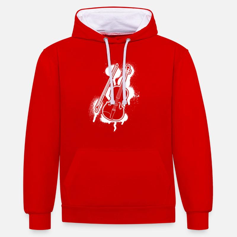 Violon Violoniste Violoniste - Sweat à capuche contrasté - rouge/blanc