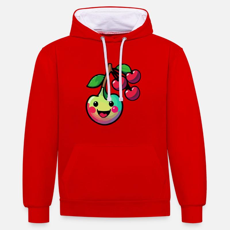 Cherry Comic - Contrast hoodie - red/white