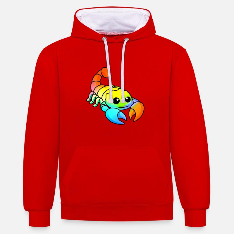 Skorpion Comic Tier - Kontrast-Hoodie - Rot/Weiß