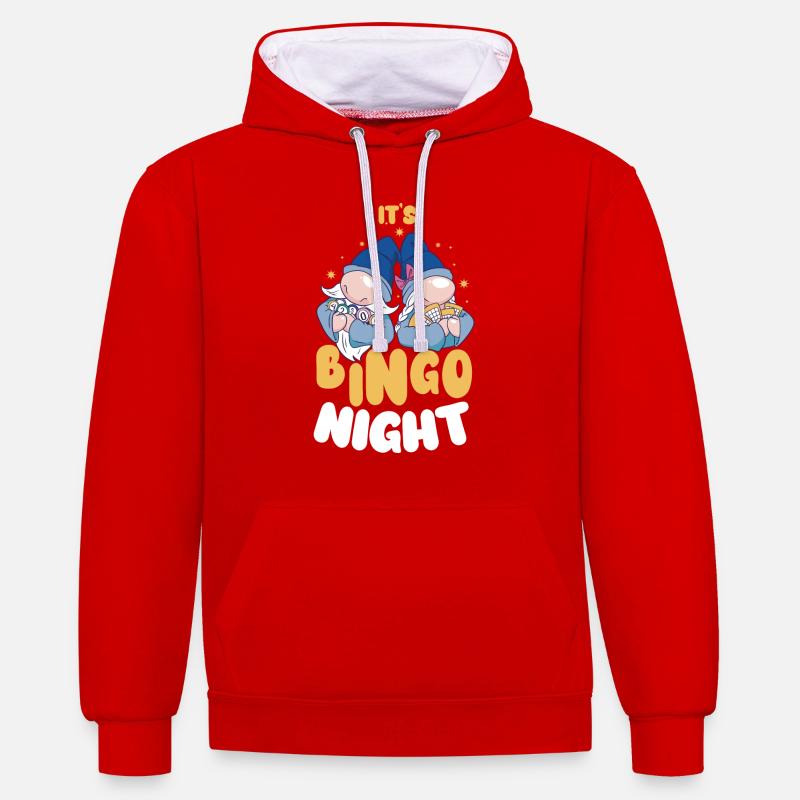 C’est bingo nuit bingo - Sweat à capuche contrasté - rouge/blanc