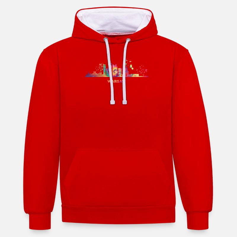 Varsovie Skyline Varsovie - Sweat à capuche contrasté - rouge/blanc