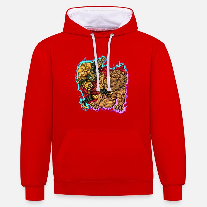 Gilgamesh - Sweat à capuche contrasté - rouge/blanc