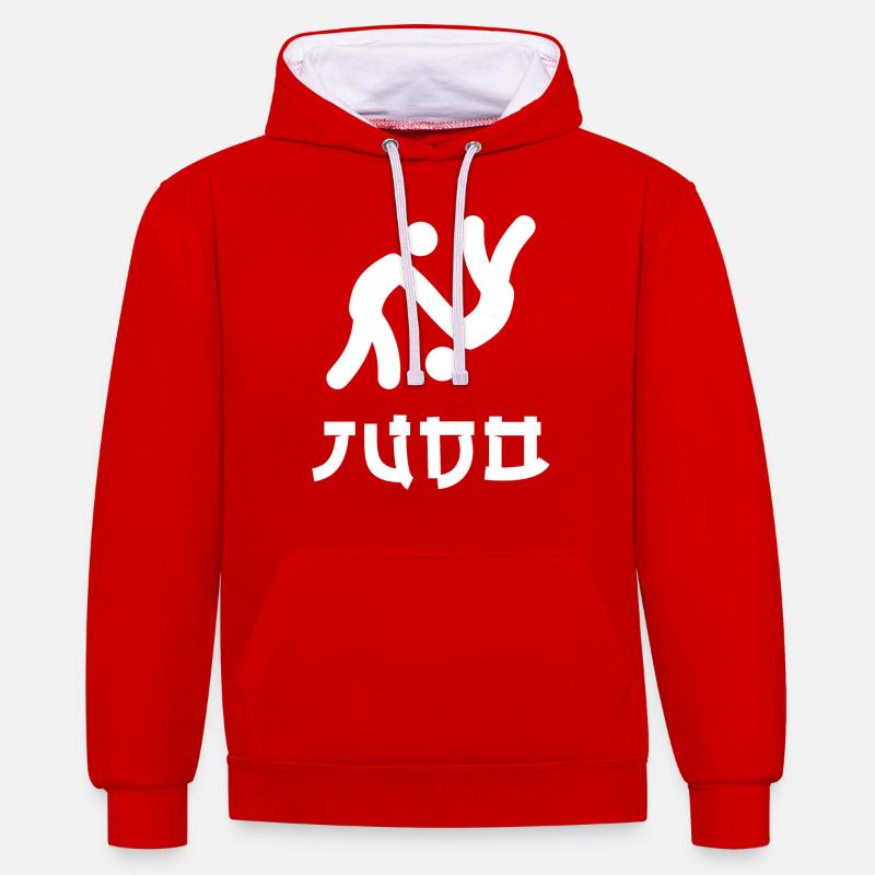 Judo - Sweat à capuche contrasté - rouge/blanc