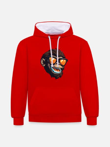 Rhino Head Portrait Cool - Contrast hoodie - red/white
