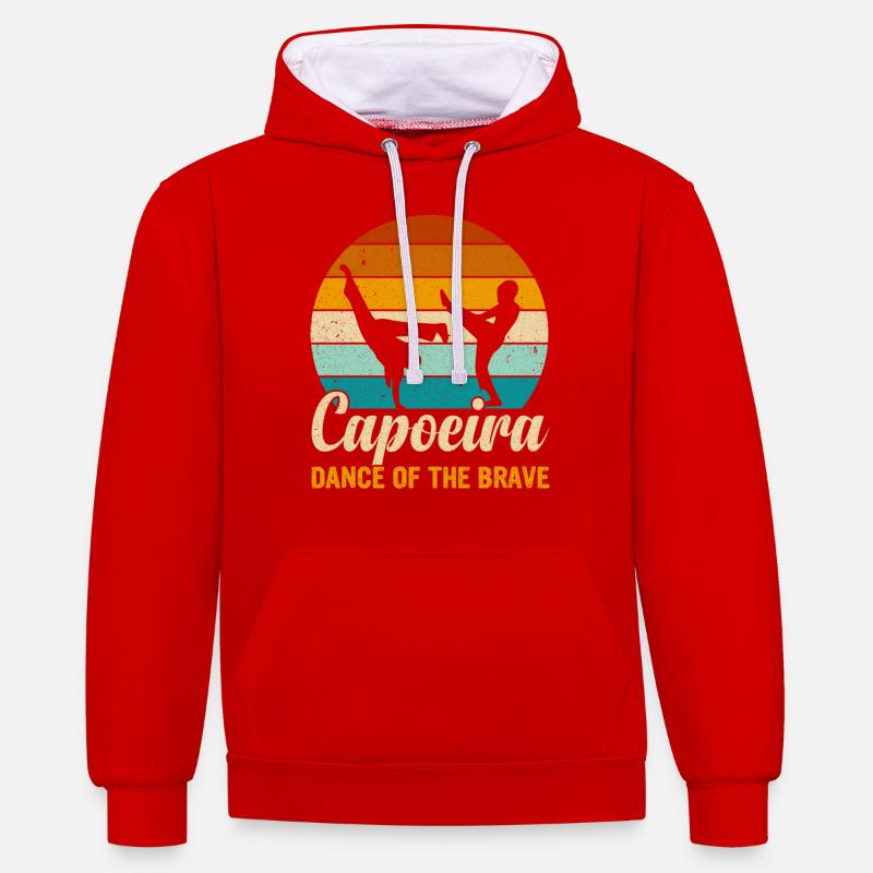 Capoeira danse des braves - Sweat à capuche contrasté - rouge/blanc
