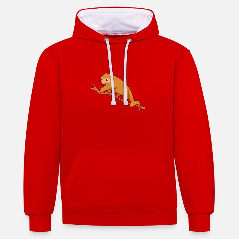 Fourmi pygmée kawaii - Sweat à capuche contrasté - rouge/blanc