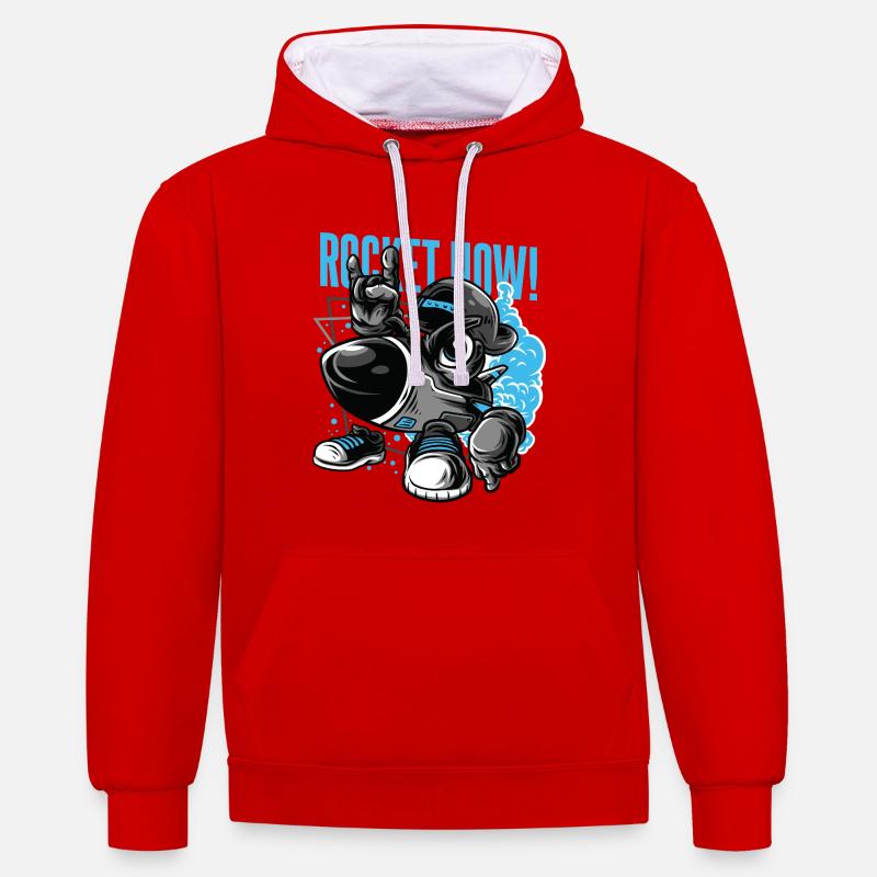 ROCKET NOW - Sweat à capuche contrasté - rouge/blanc