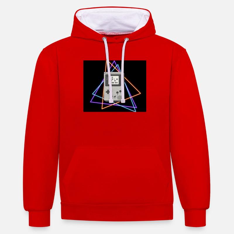 Console de jeu rétro Neon - Sweat à capuche contrasté - rouge/blanc