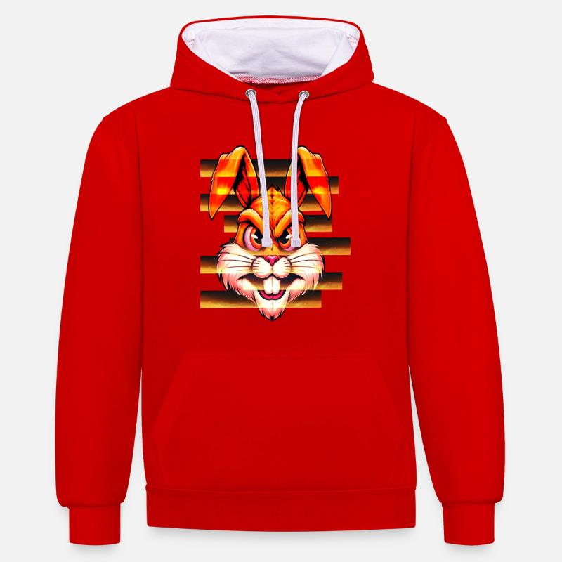 cool-custom-illustration-for-tshirt-de - Kontrast-Hoodie - Rot/Weiß