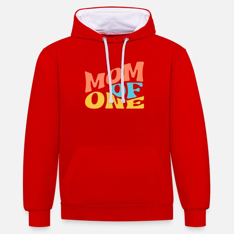 Maman d’un enfant - Sweat à capuche contrasté - rouge/blanc