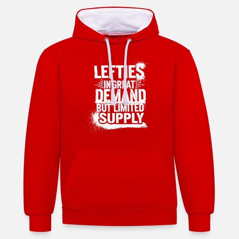 Lefties sind einzigartig - Kontrast-Hoodie - Rot/Weiß
