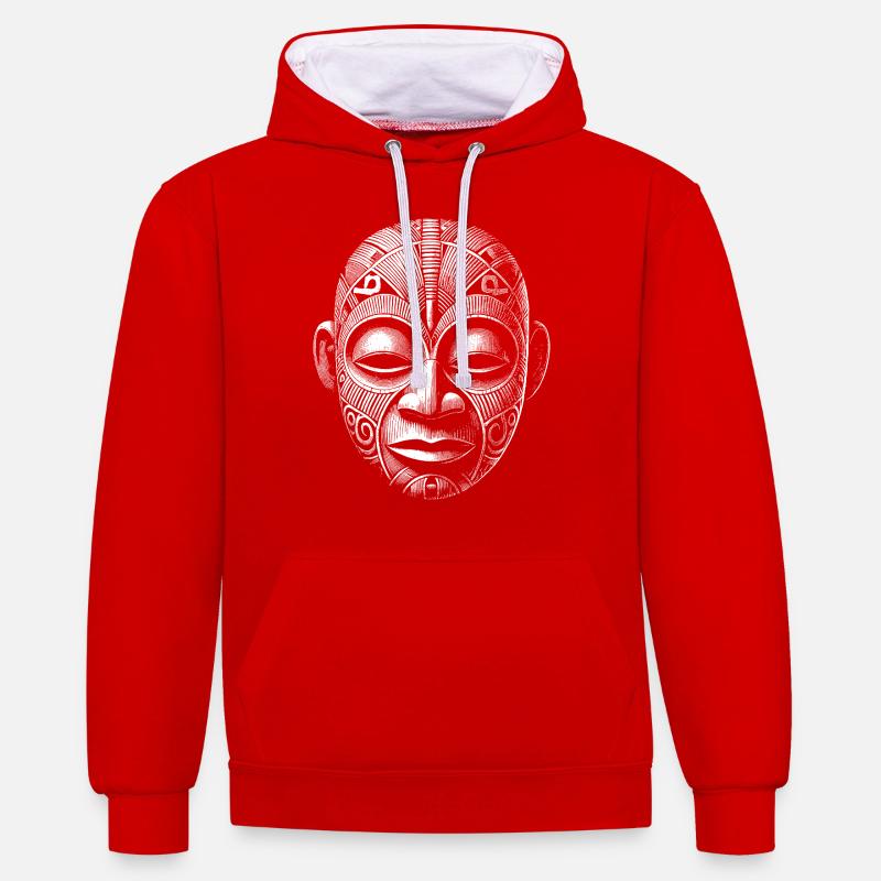 Masque - Sweat à capuche contrasté - rouge/blanc