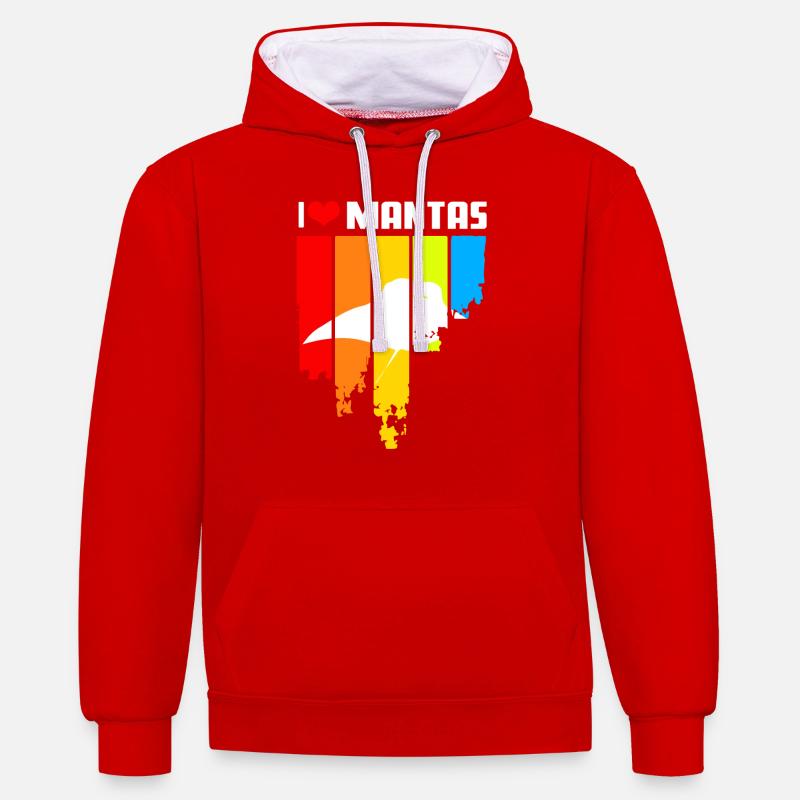 Conception de manta rétro - Sweat à capuche contrasté - rouge/blanc