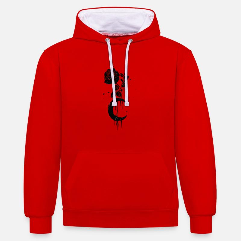 Blanc Noir Blanc Sorcière - Sweat à capuche contrasté - rouge/blanc
