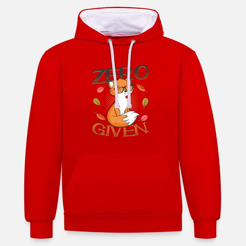 Hipster Fox Zero Fox Given - Contrast hoodie - red/white