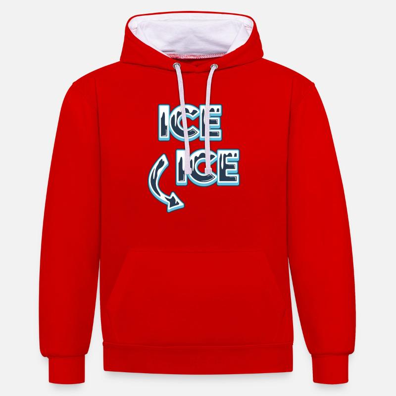 Annonce de grossesse - Sweat à capuche contrasté - rouge/blanc