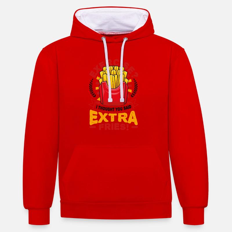Frites extra Français - Sweat à capuche contrasté - rouge/blanc