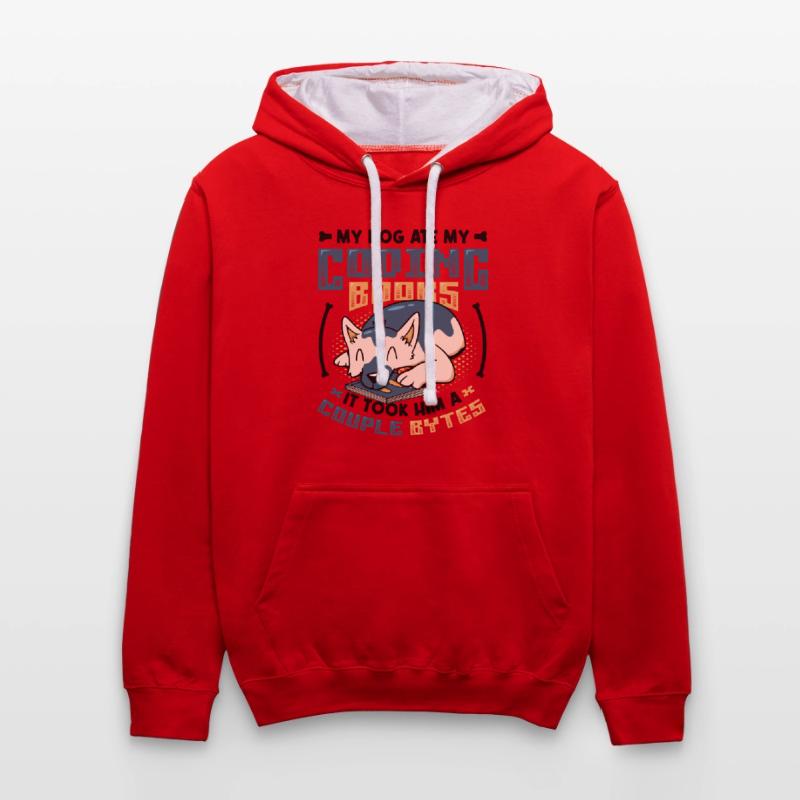Hund Bytes Code Computer Scherz Programmierung Kontrast-Hoodie