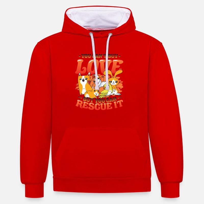 Love cannot be bought. - Contrast hoodie - red/white