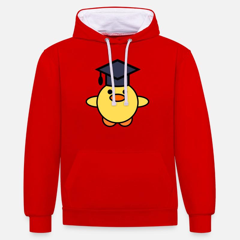 Canard avec chapeau de graduation - Sweat à capuche contrasté - rouge/blanc