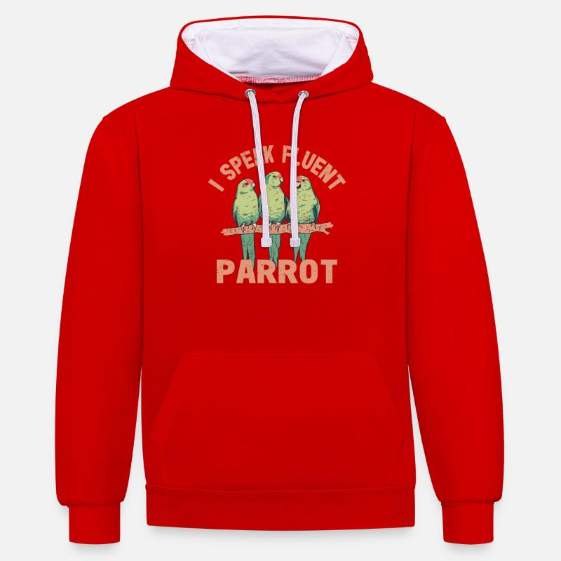 Perruche Perroquet Perroquet Propriétaire - Sweat à capuche contrasté - rouge/blanc