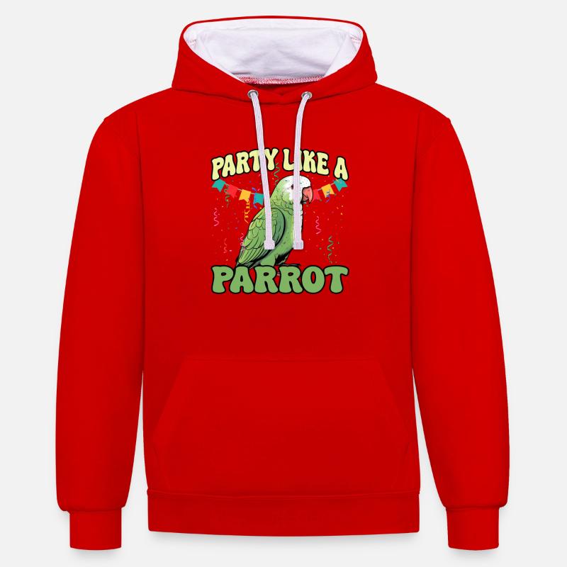 Perruche Perroquet Perroquet Propriétaire - Sweat à capuche contrasté - rouge/blanc