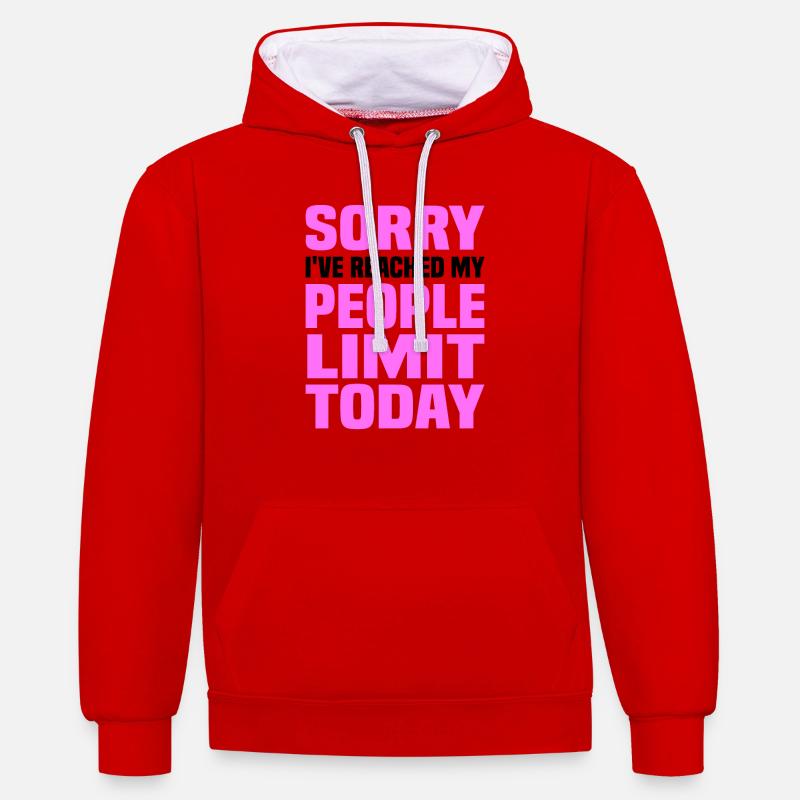 Misanthrope Antisocial Introverti - Sweat à capuche contrasté - rouge/blanc