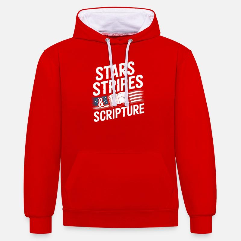Stars, Stripes & Scripture - Lightblessed - - Contrast hoodie - red/white
