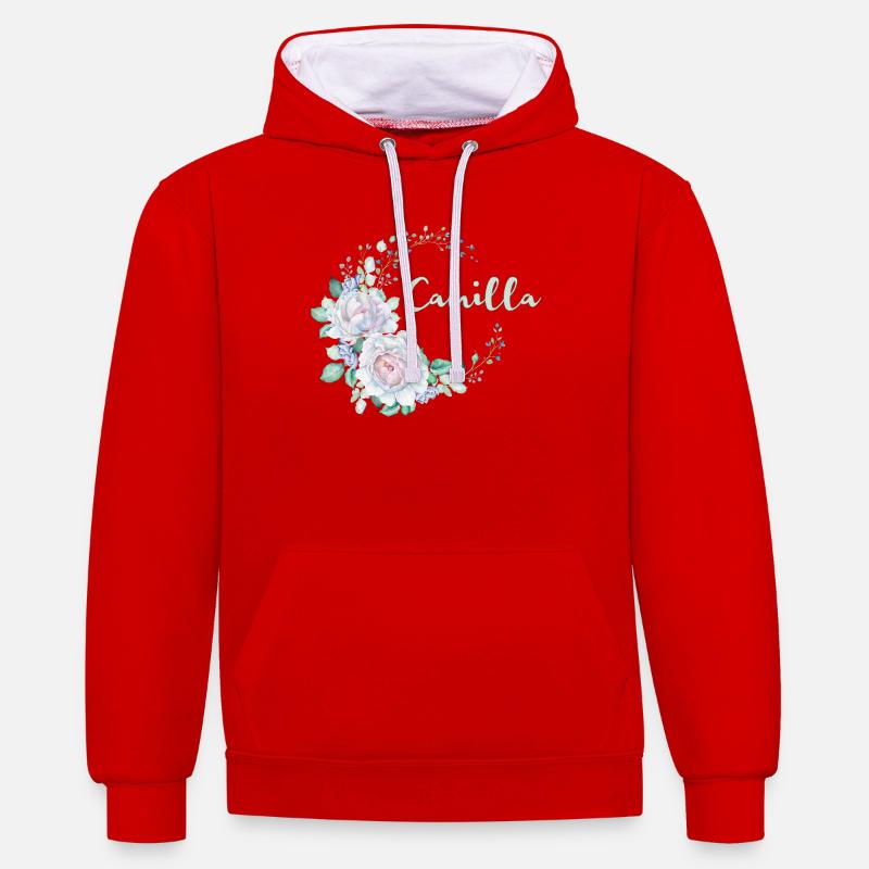 Pour Camilla - Sweat à capuche contrasté - rouge/blanc