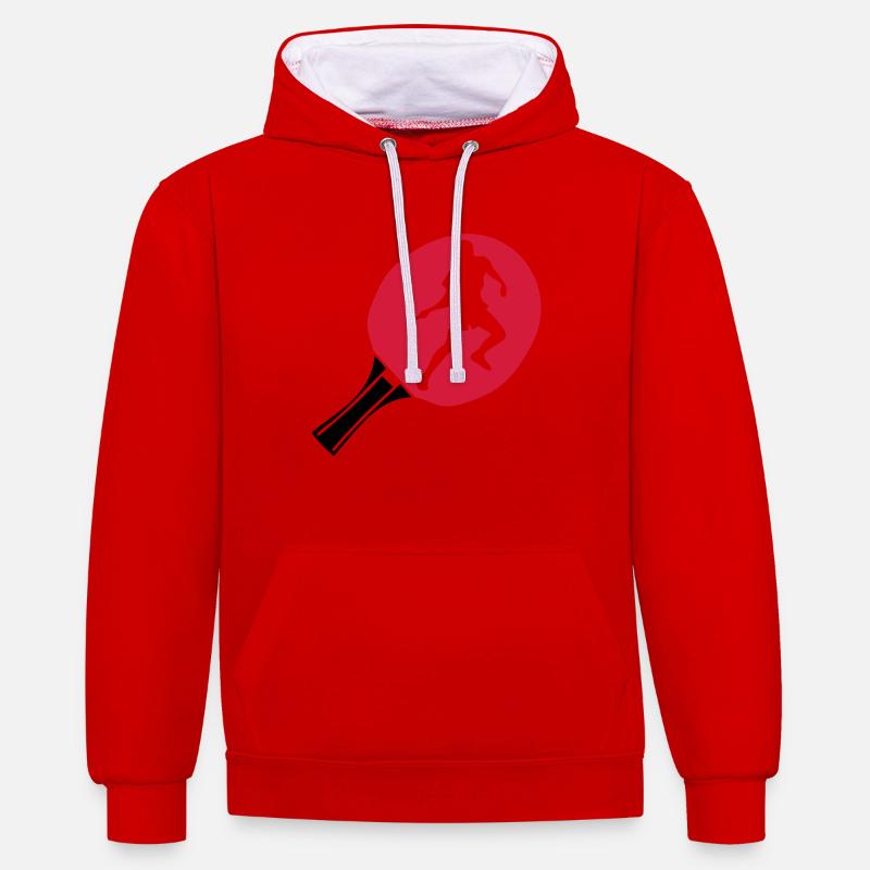 raquette racket tennistable pingpong - Sweat à capuche contrasté - rouge/blanc