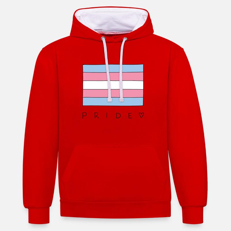 Fierté transgenre du drapeau trans - Sweat à capuche contrasté - rouge/blanc